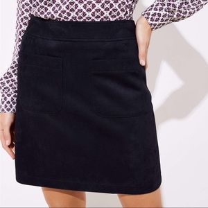 LOFT Black Faux Suede Patch Pocket Mini Skirt